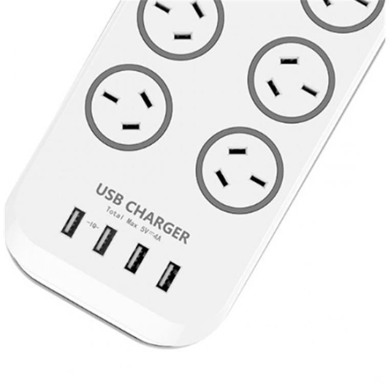 Huntkey SAC807 8 Outlet Surge Protected Powerboard with 4 USB Charging Ports Output:5V, 4A