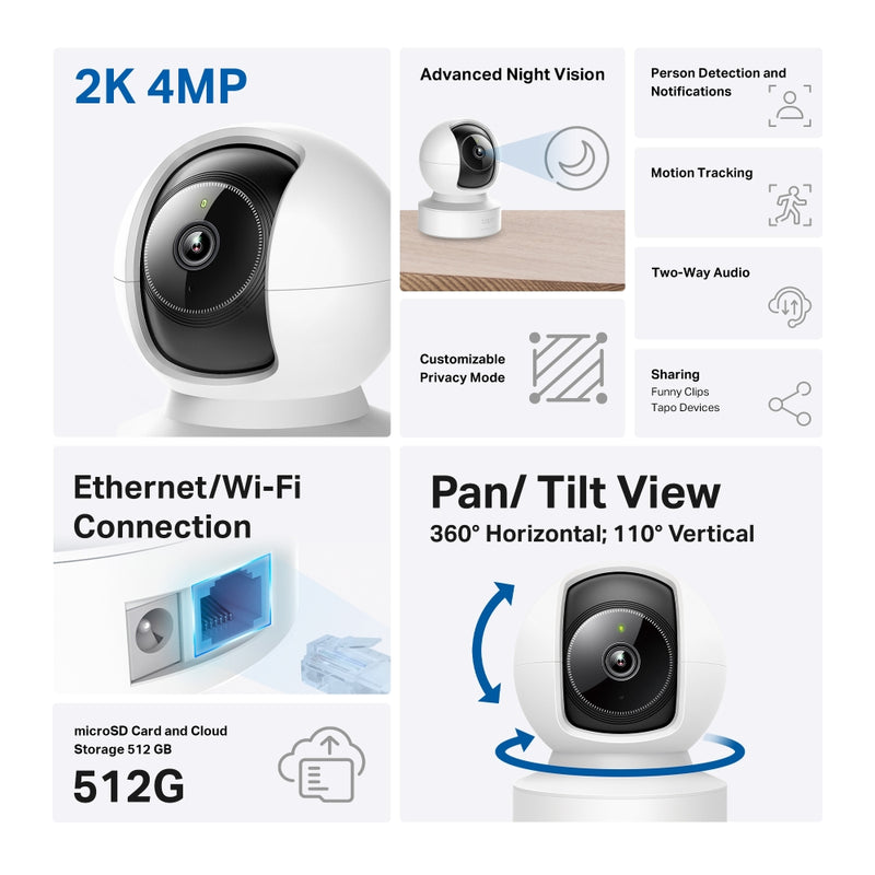 TP-Link Tapo C222, Pan/Tilt AI Home Security Wi-Fi Camera