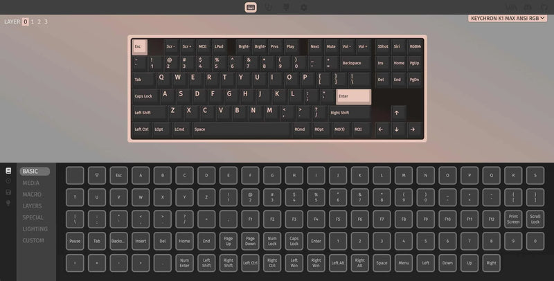Keychron K1M-B3 80% Brown Switch RGB Black QMK/VIA Low Profile Gateron Wireless Mechanical  Keyboard